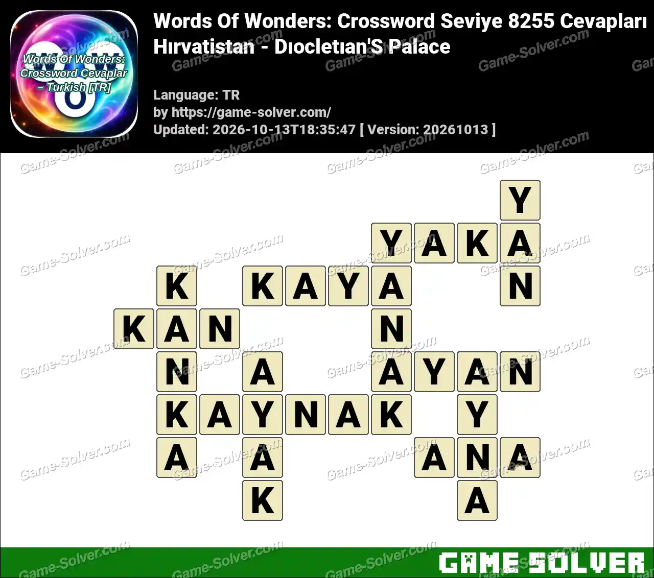 Words Of Wonders: Crossword Seviye 8255 Cevapları – Hırvatistan – Dıocletıan’S Palace